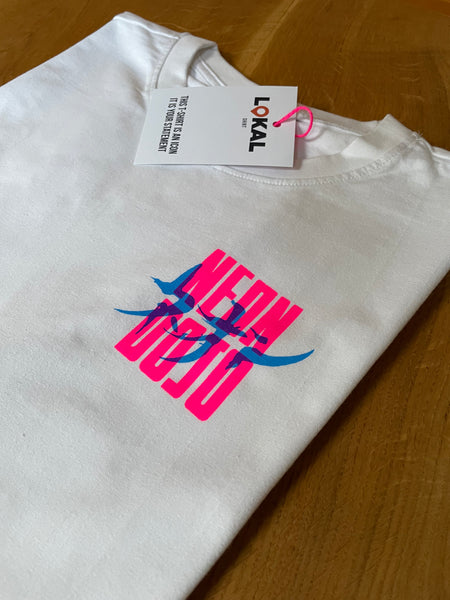 Neon Dojo logo Tee overlay (neon pink / neon blue)