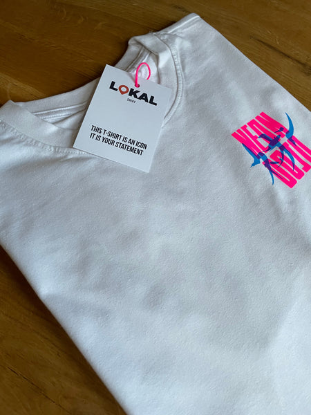 Neon Dojo logo Tee overlay (neon pink / neon blue)