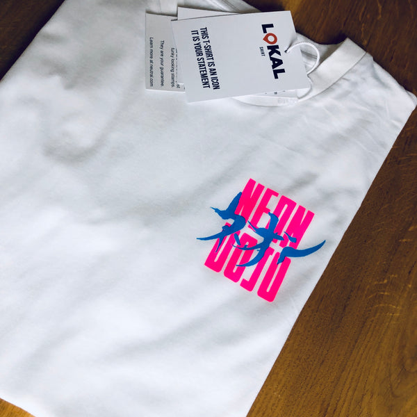 Neon Dojo logo Tee (neon pink / neon blue)